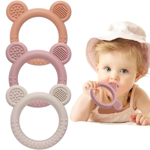 Eascrozn Baby Teething Toys 36 Months Teethers for Babies 612 Months Silicone Teething Ring Toys Easy to Grasp Teething Relief for Baby Infant Toys BPA Free