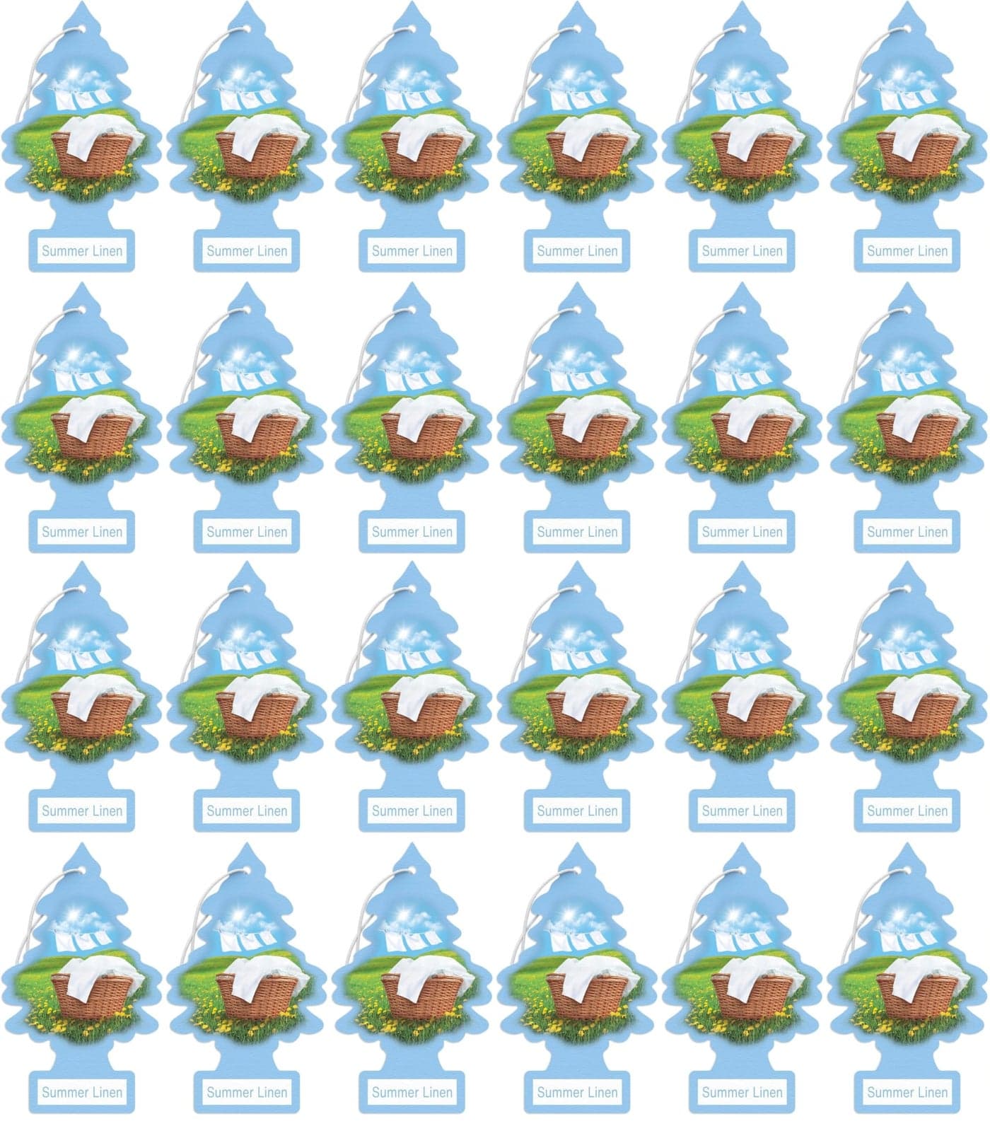Little Trees Cardboard Hanging Car Home Office Air Freshener Summer Linen Pack of 24