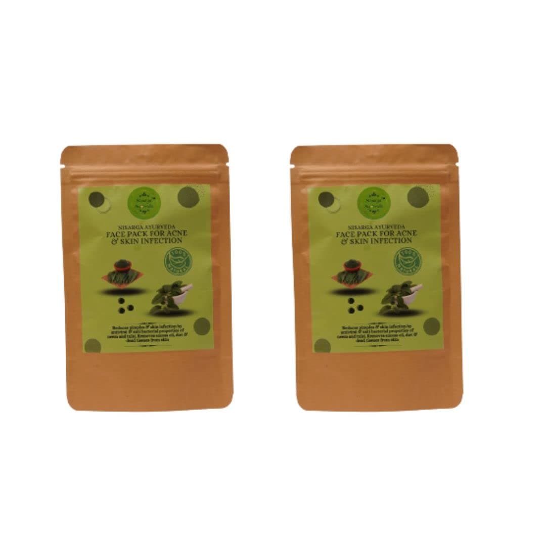Nisarga Ayurveda Acne Pimple Skin Infection Clearing Dark Spot Removal Face PackPack of 2 100 gm x 2
