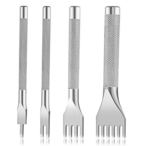 Leather Stitching Punch, 1/2/4/6 Prong Leather Hole Punch Tool, White Steel Lacing Stitching Chisel Punch Tool for Belts, Stitching Working Punching Tools for DIY Crafts