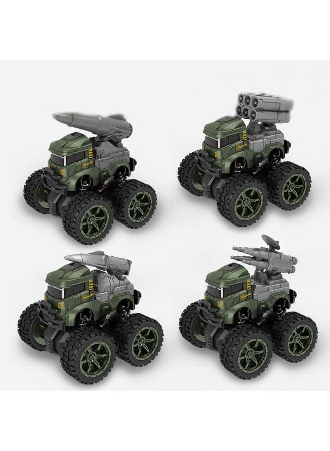 【4PCS Military Pull-Back Vehicles Set】Kids Inertia Military Toy Cars | Missile Launcher Truck/Two Rocket Launcher Trucks/Anti-Aircraft Vehicle Simulation Models | Military Theme Toys For Boys Girls Aged 3+ | Durable Safe ABS Material | Front-Wheel Drive Rear-Wheel Slide Inertia System | Smooth Ro