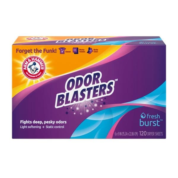 Arm & Hammer Odor Blaster Dryer Sheets, Fresh Burst, 120 Count