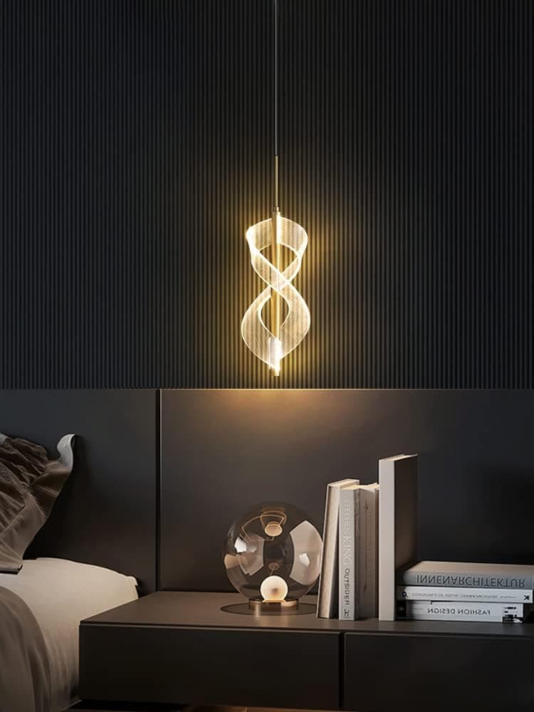 CITRA Led Pendant Light Acrylic Wavy Island Ceiling Lights (Gold) - Warm White