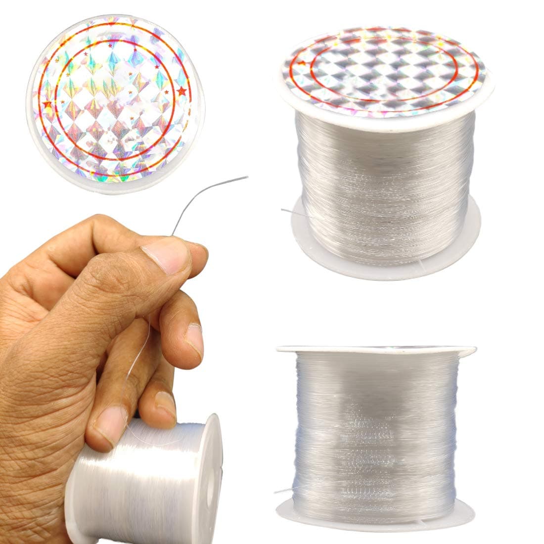 DIY Crafts Pack of 2 Pcs, Transparent Color, Non Stretchy Jewellery Making Invisible Thread for Necklaces Nylon Wire Jewellery-Making Threa (Pack of 2 Pcs, Transparent Color)