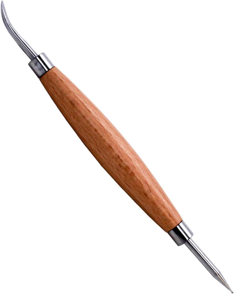 Realeather T110100 ModelerStylus Doublesided Leathercraft Tool 65 WoodStainless Steel 1Unit