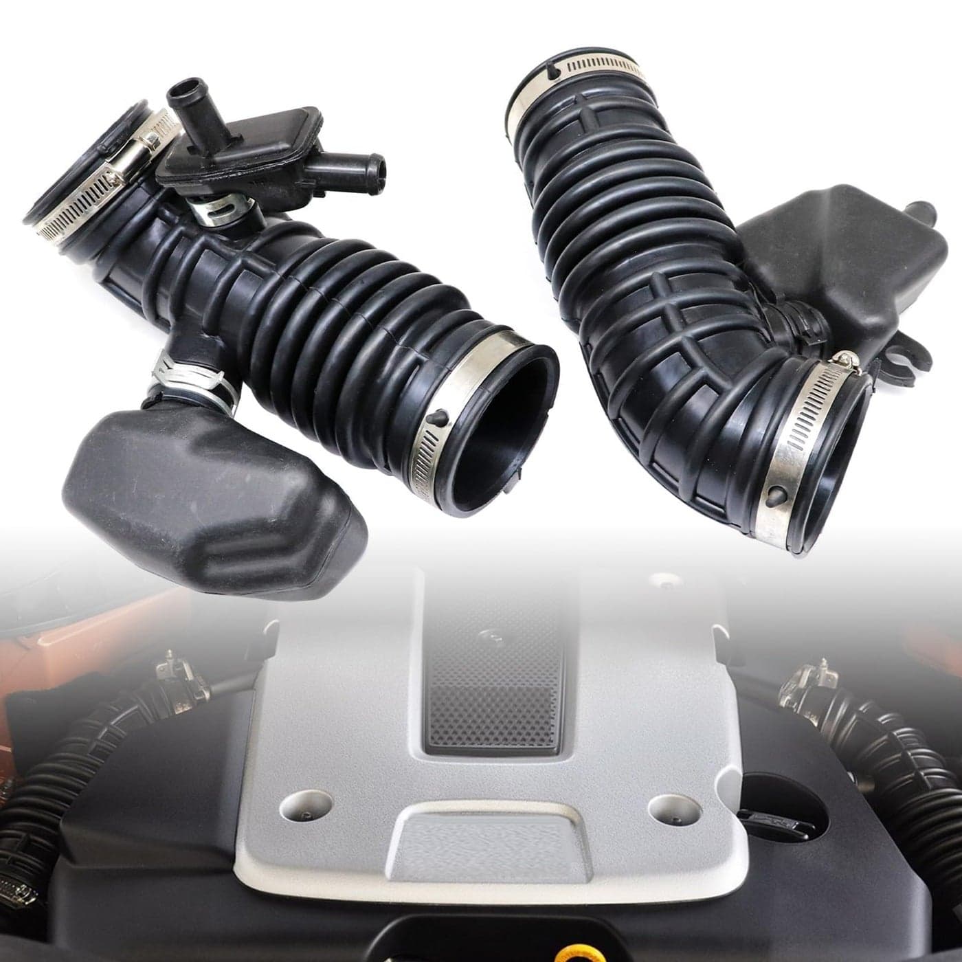 FZJDSD 2PCS Left Right Side Air Cleaner Intake Hose Compatible with Infiniti FX35 Base Sport 2009 2010 2011 2012 Replace 165761CB1A 165761CB0A