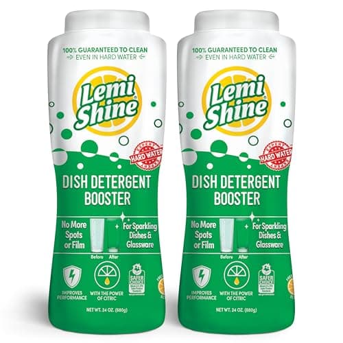 Lemi Shine Natural Dish Detergent Booster Hard Water Stain Remover MultiUse Citric Acid Cleaner 24 oz 2 Pack