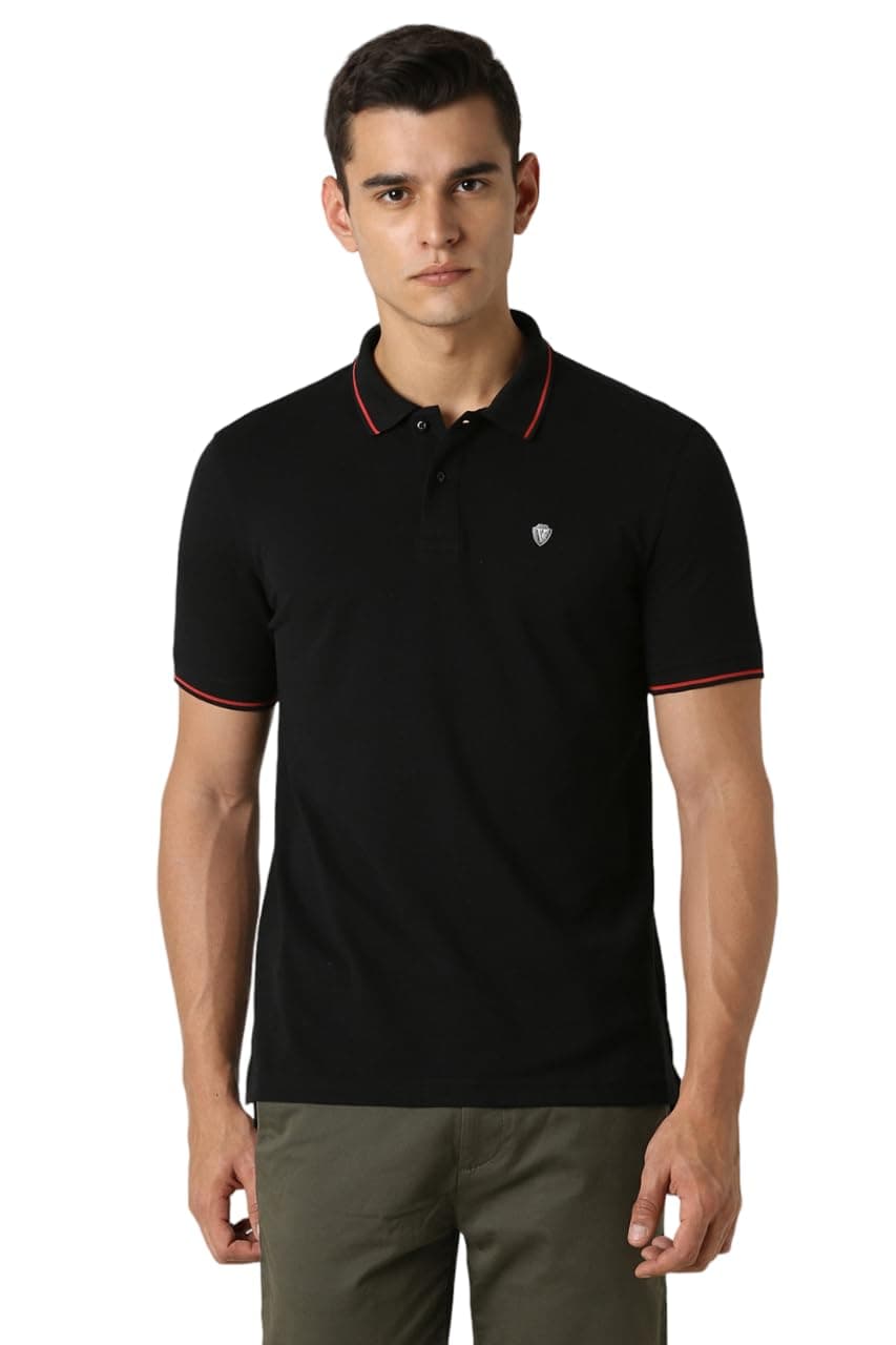 Van Heusen Men's Regular Fit Polo T-Shirt (VSKP517S011408_Black S)