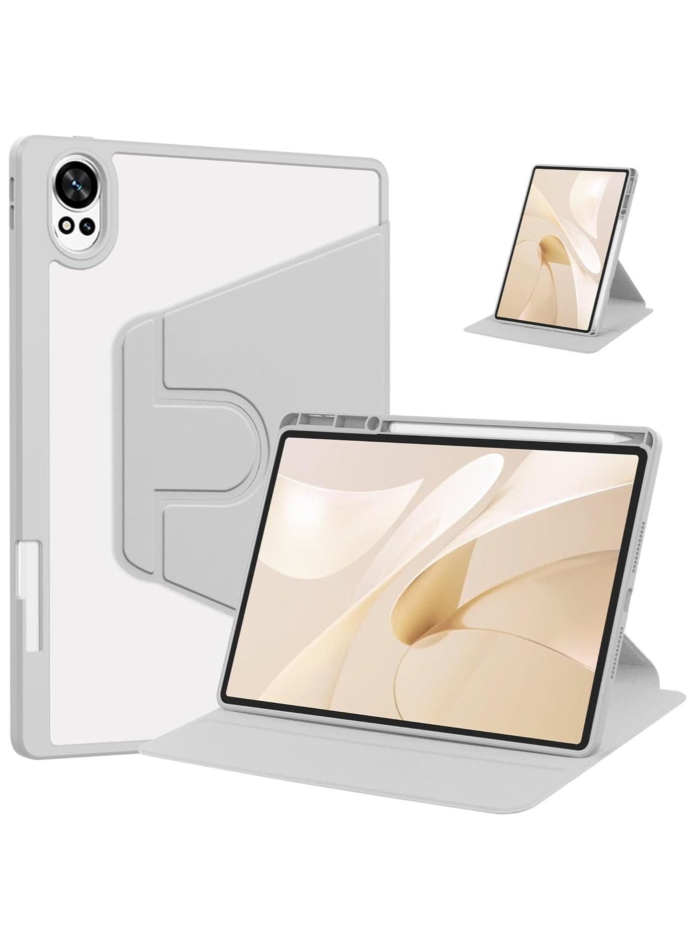 Hybrid Case Compatible with Huawei MatePad 12X/Matepad Air 12 2024 Cover, Clear Acrylic Multi-Angle Hard PC Case with Pen Holder Protective Stand Cover for Huawei MatePad 12X 12inch (Grey)