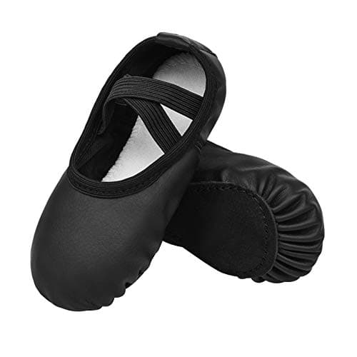 Stelle Girls Ballet Shoes Boys Toddler Soft Leather Dance Slippers for Toddler/Little Kid/Big Kid(Black,1MB)