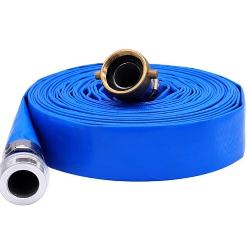 Geowaky 2" x 100′ PVC Lay Flat Water Pump Discharge Hose With Aluminum Pin Lug Fittings, Heavy Duty Reinforced Pool Backwash Hose Assembly