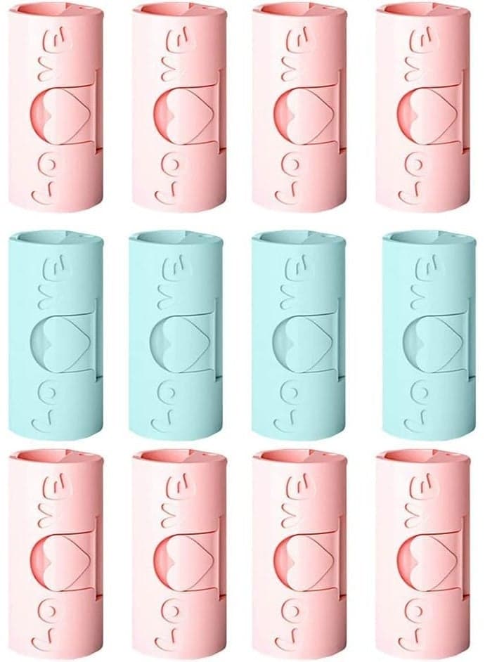 12 Pcs Bed Sheet Grippers, Adjustable Non-Slip Sheet Clips, Bedding Fasteners to Hold Sheets Firmly in Place, Durable Anti-Drop Quilt Holders for Home and Office Use (Pink & Blue)