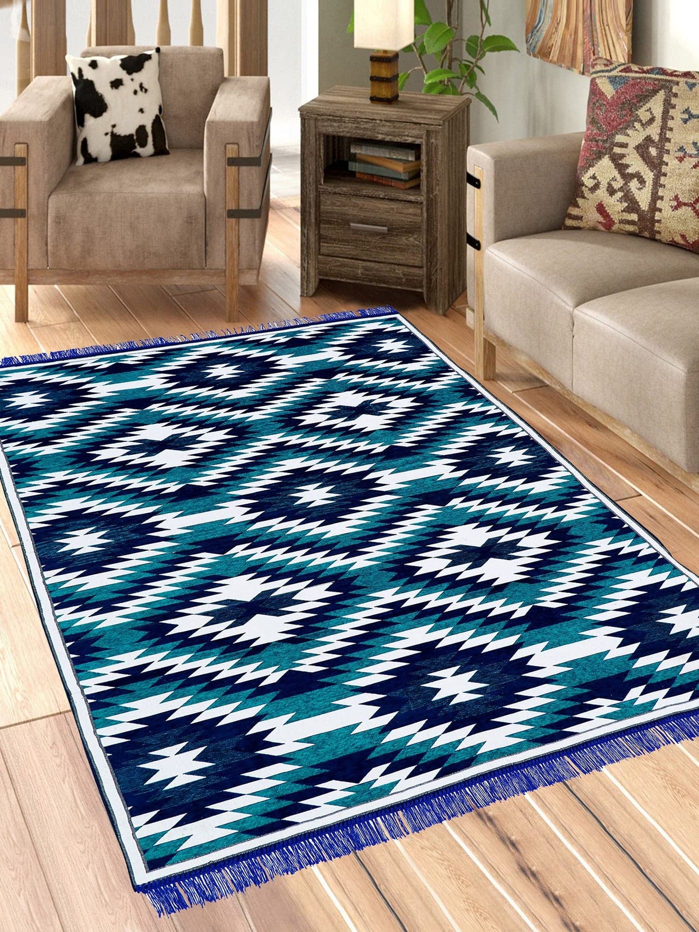 Sparrow World Premium Exclusive Chenille Living Room Carpet,Area Rug,Durries,BedCover II (Firoji)