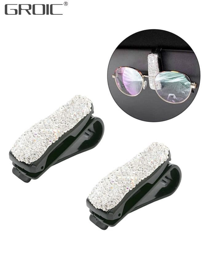 2PCS Car Glasses Organizer,Bling Sunglass Holder for Visor,Glasses Clip Hanger, Eyewear Mount Clip,Fashion Interior Accessories