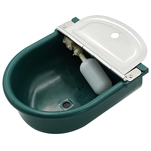 MINYULUA Automatic Waterer Bowl Large Horse Waterer with Float Valve and Drain Plug Automatic Water Feeder Dispenser Bowl for Sheep Dog Horse Cow Pig Plastic (Dark Green)