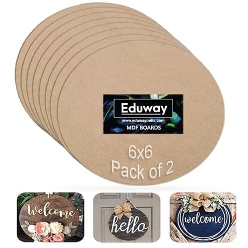 Eduway® 6 Inch Round MDF Board for Mandala, Lippan, Resin Art & Craft, 4mm Thick,Pof 2 Premium Cardboard Material for Artists, Art & Craft - Hard Cutout in Small and Large Sizes (15X15 cms)