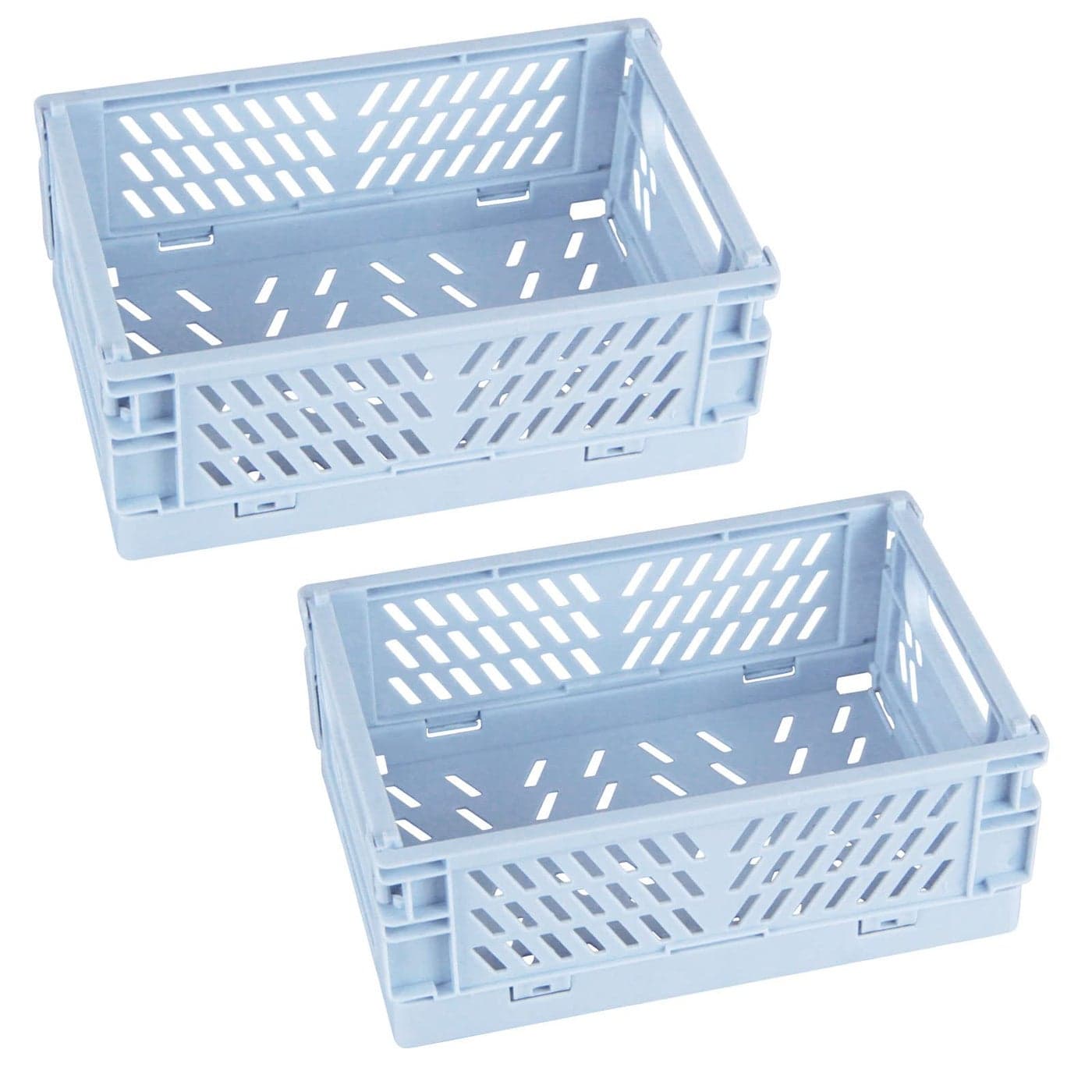 Tixill 2Pack Mini Foldable Plastic Baskets for Organizing and Storage Collapsible Storage Crate for Home Kitchen Bedroom Bathroom Office 98x65x38 Blue