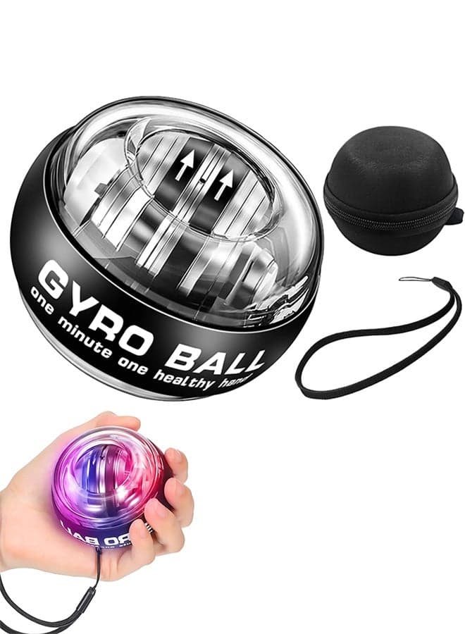 Wrist Power Gyroscopic Ball,Upgraded Auto-Start Power Wrist Ball,Spinner Gyro Hand Grip Strengthener For Strengthen Arms Fingers Muscles,Forearm Exerciser With LED Lights,Bag And Wrist Strap
