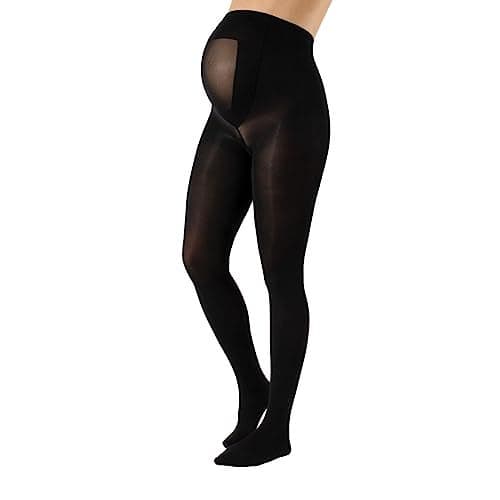 CALZITALY Maternity Pantyhose Sheer Black Tights for Women - Opaque Maternity Pantyhose for Women with Reinforced Toes - Pregnancy Tights for Women 100 DEN Italian Hosiery (L, Black) - Made in Italy