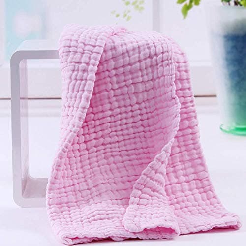 MOM'S HOME Cotton Baby Super Soft Absorbent Muslin 6 Layer Wash Towel- 100X100 CM - (0-3 Years)- Pink