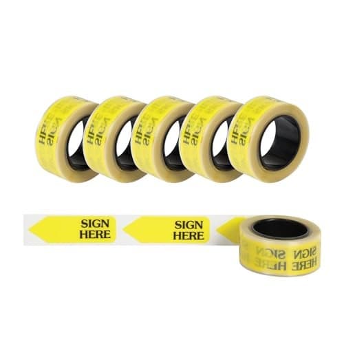 Redi-Tag 91001 Arrow Message Page Flag Refills, "Sign Here", Yellow, 120 Flags per Roll (Box of 6 Rolls)