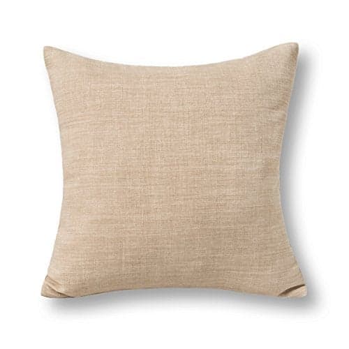 Jeanerlor Solid Linen 18"x18" Throw Pillow Cover/Euro Sham Yellow Cushion Sham, Rusticstyle Pillow Cases for Christmas Day, Natural Linen