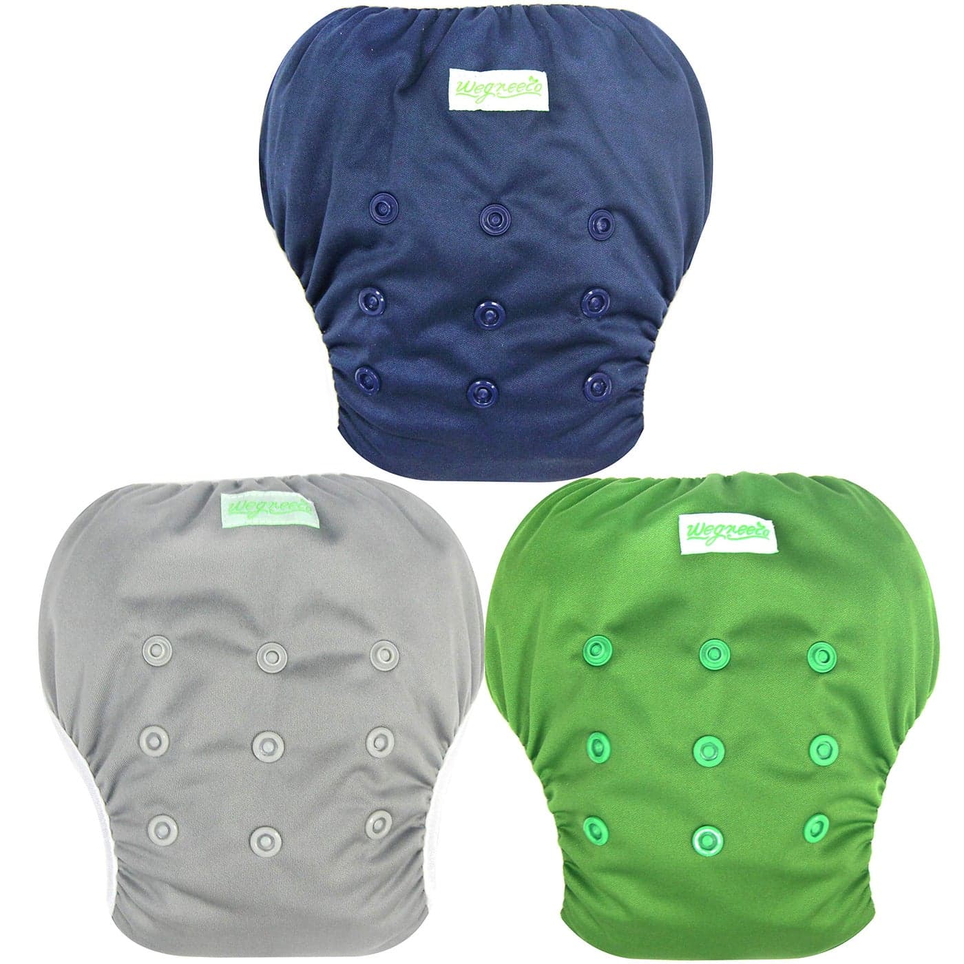 wegreeco Baby Toddler Snap One Size Adjustable Reusable Baby Swim Diaper Navy Large 3 Pack