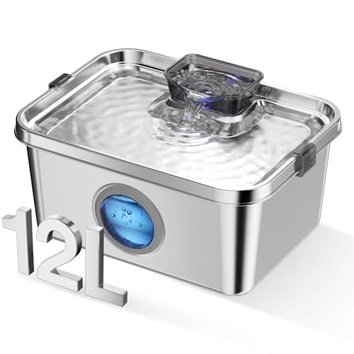 PETIMI Dog Water Fountain 3 Gallons Stainless Steel Dog Cat Water Fountain Large Pet Water Fountain for Multiple Pets Ultra Silent Wide Mouth Safety Lock 3 Filters Included Smart Water Pump