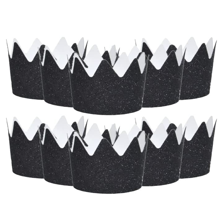 Festiko® Black Glitter Party Crowns (54 Pcs), Theme Birthday Supplies, Return Gifts for Kids, Gift Accessories, Party Items, Paper Party Crowns/caps/Hats, Party wearables