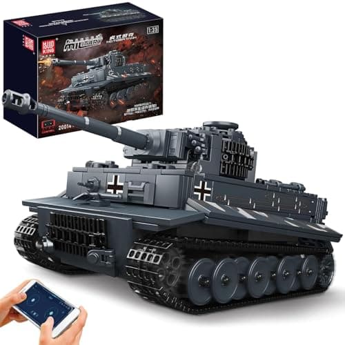 Mould King MOC Tiger Tank Building Blocks Toy Remote APP Control Military Vehicle Model Construction Block Kits Adult Collectible Model Tanks Sets Boy Toys for Birthday Gifts800 Pieces