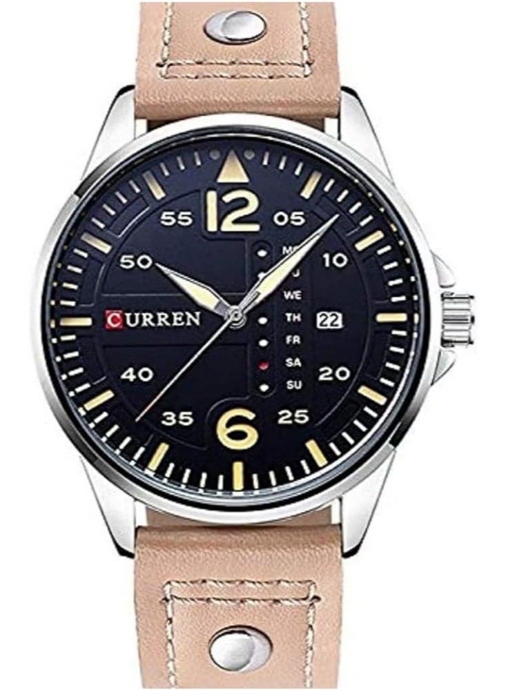 CURREN 8224 Original Brand Leather Straps Wrist Watch For Men