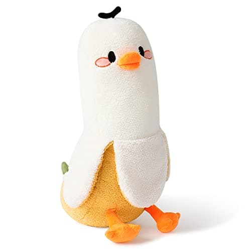 PEACH CAT Banana Duck Plush Pillow Duck Stuffed Animal Cute Banana Plushie for Girls and Boys White 275