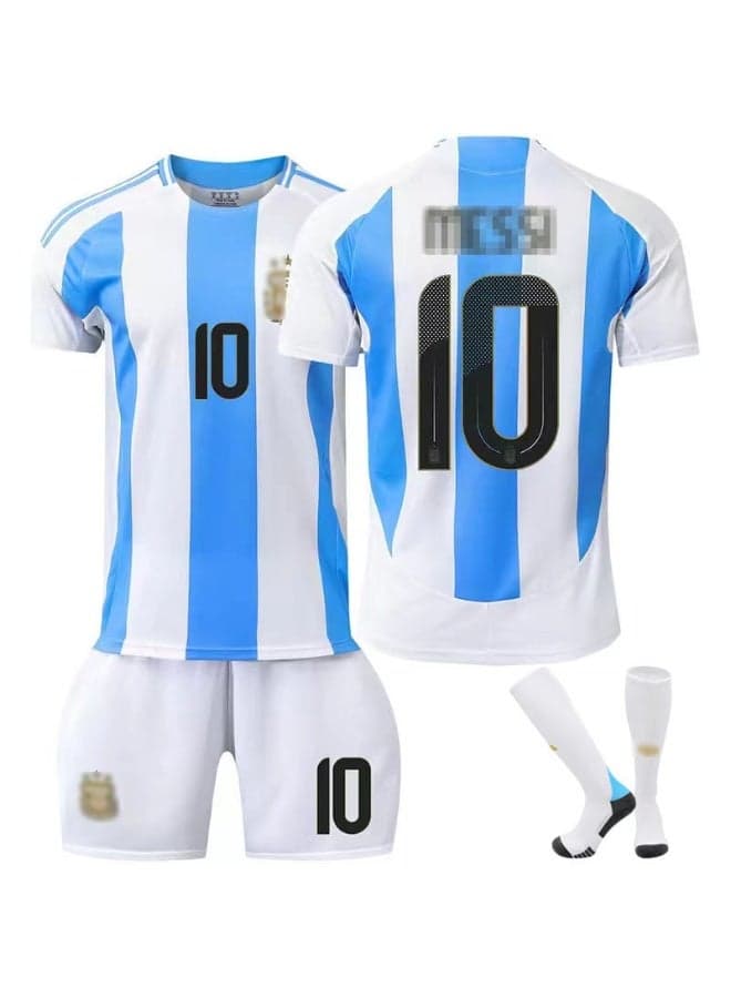 Adults Football Jersey Set, Argentina Messi Jersey 10 With Socks Football Uniform Set – Argentina 10 Jersey Football Shirt, Adults Soccer Shirt Sportswear Set, Ideal For Fans and Players, Size Parameters For Men Women Youth