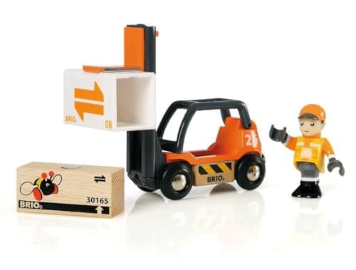 BRIO World 33573 Wooden Toy Train Fork Lift Set Interactive Play for Toddlers Enhances Motor Skills Safe Compliant with All Safety Standards Ideal for Kids Ages 3 and Up