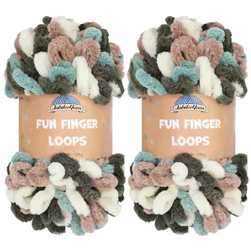 JubileeYarn Fun Finger Loops Yarn - 100g/Skein Jumbo Polyester - Demeter - 2 Skeins