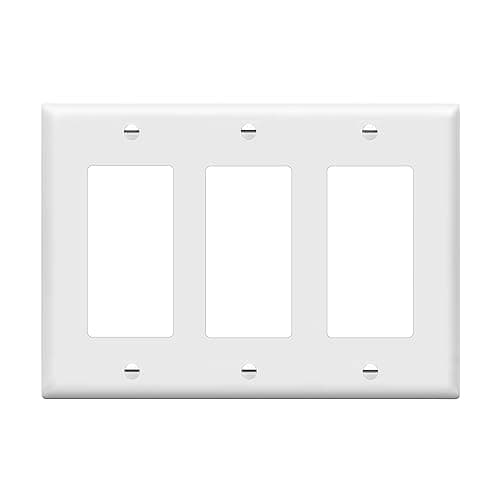 ENERLITES Decorator Light Switch or Receptacle Outlet Wall Plate, Gloss Finish, Size 3-Gang 4.50" x 6.38", Polycarbonate Thermoplastic, 8833-W, White , Standard Size , 1 Count ( Pack of 1)