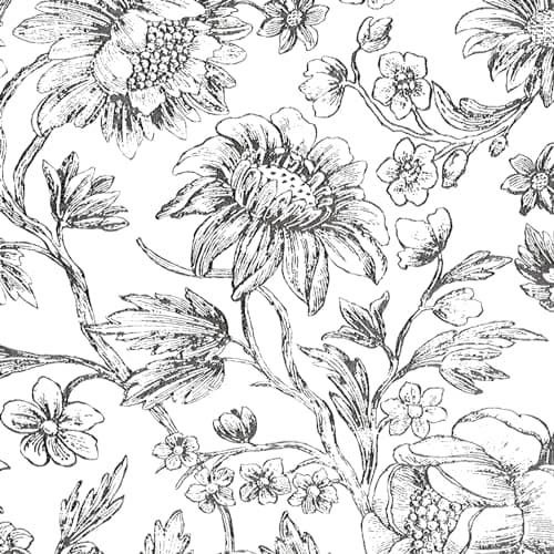 Cohoo Home Black and White Floral Wallpaper Peel and Stick Contact Paper for Cabinets and Drawers Sunflower Floral Contact Paper Self-Adhesive Removable Wallpaper Bedroom Accent 17.3inW 78.7inL