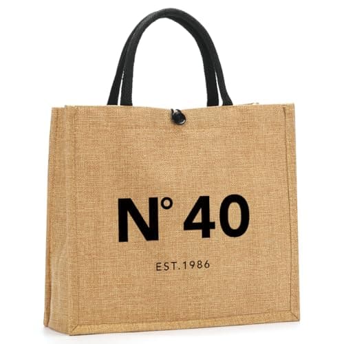 NGLIV 40th Birthday Gifts Women 1986 Birthday Gifts for Women Tote Bag Shopping Bags Unique 40 Years Old Birthdays Gift for Mom Wife Aunt Friends Her