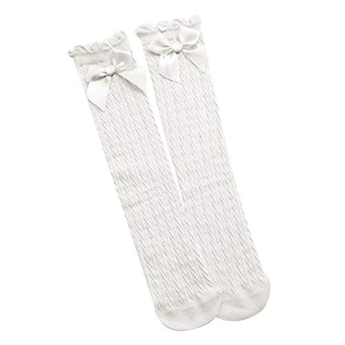 EL REGALO Girl's Knee Length Cotton Socks (EL REGALO_White)