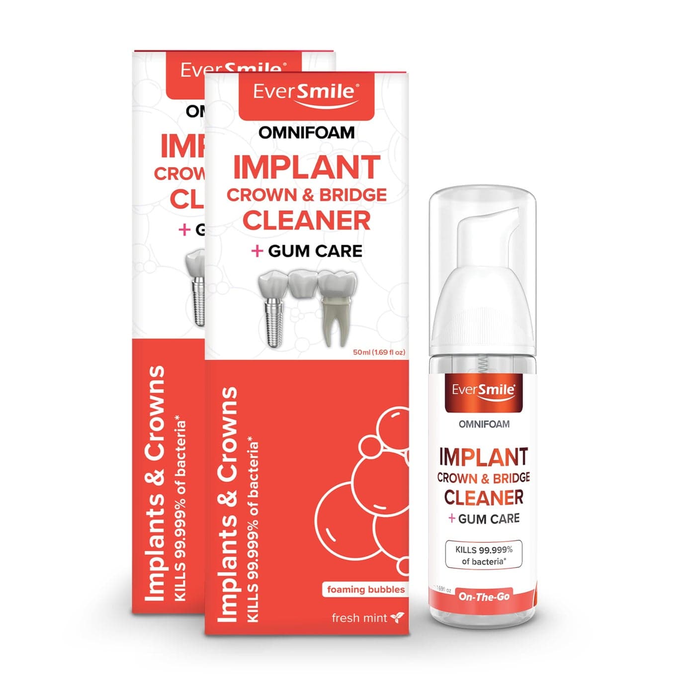 Eversmile OmniFoam Dental Cleaner Cleaning Foam for Implants Crowns and Bridges Pack of 2 50ml Bottle