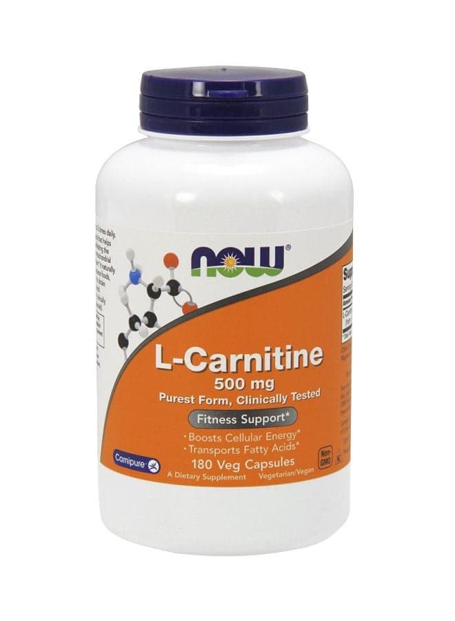 L-Carnitine 500 mg Dietary Supplement - 180 Veg Capsules