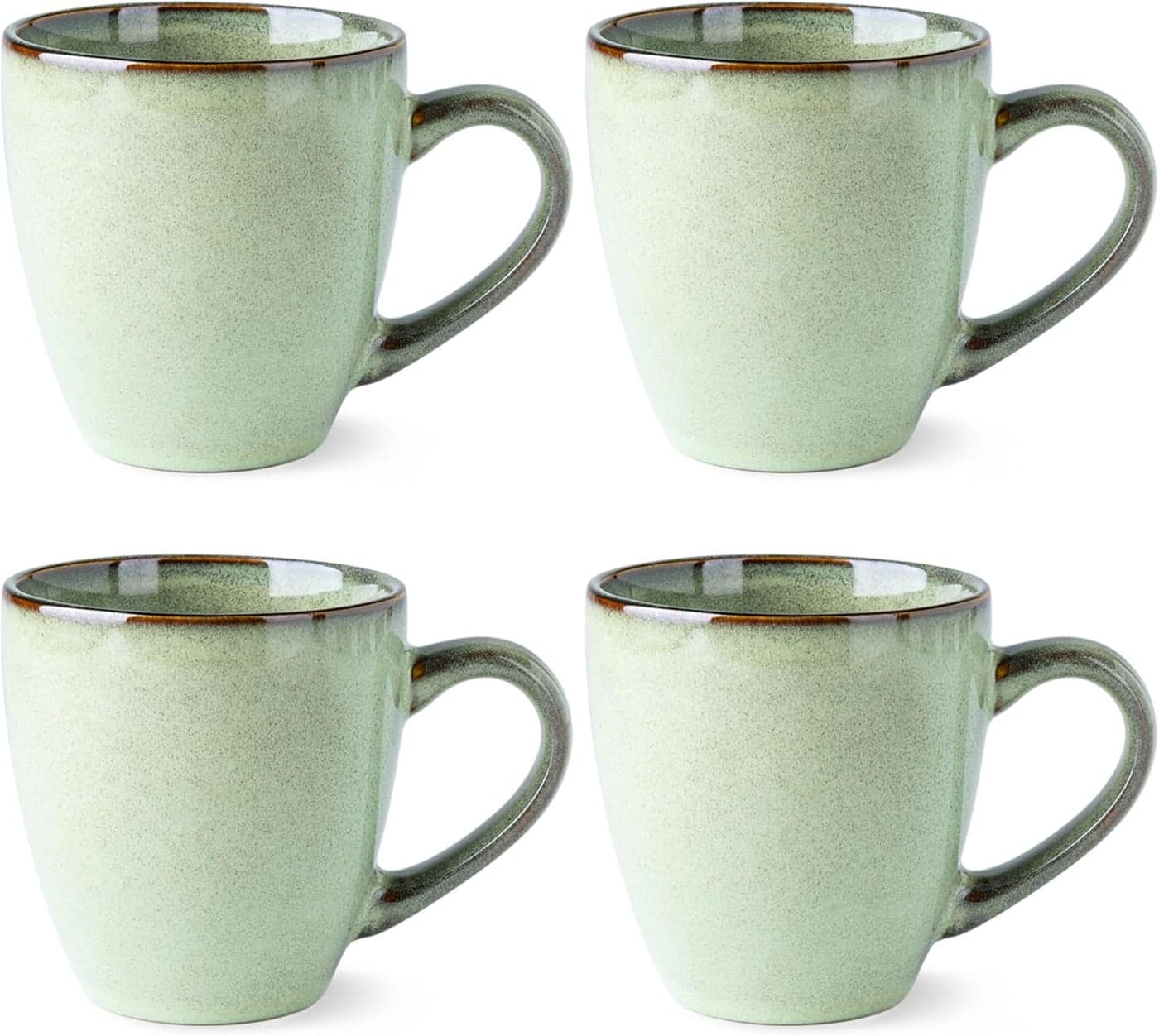 GBHOME Ceramic Coffee Mugs Set of 4 12oz Stoneware Coffee Mugs Set For Dad Mom Women MEN Light Weight Ceramic Coffee Cups for LatteTeaBeerHot Cocoa Dishwasher Microwave Safe Pastel Green