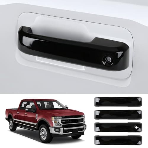 LUNQIN Car Door Handle Cover for Ford F-150 2015-2020,F-250 Super Duty 2017-2022,F-350 Super Duty 2017-2022 Auto Exterior Accessories Handle Protectors Covers Wrap Decoration ABS Gloss Black