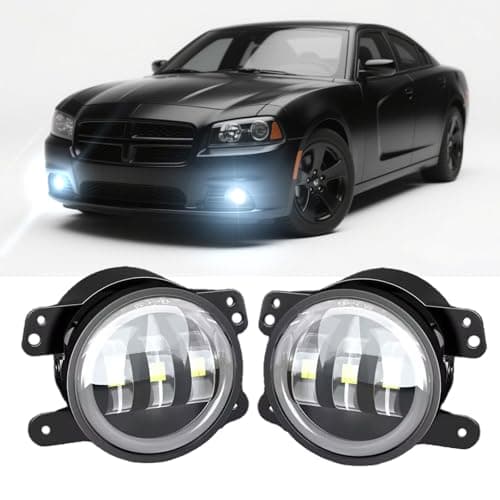 MNWHUC Fog Lights 4 inch OEM 195989003 For DODGE CHARGER 20112014 Front Bumper DriverPassenger Left Right Fog Lights Lamps with Turn signal lamp and DRLSuper Bright 6000K cool white Beam 2Pack