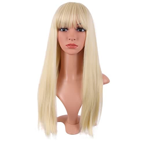 MapofBeauty 24 Inch/60 cm Long Straight Synthetic Hair Heat Resistant Party Cosplay Wig (Mixed Blonde)