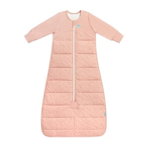 Love to Dream Sleep Bag 25 TOG Long Sleeve Wearable Blanket Builtin Quilt Machine Washable Quilted Stretch Cotton Rose Pebbles 1836 Months