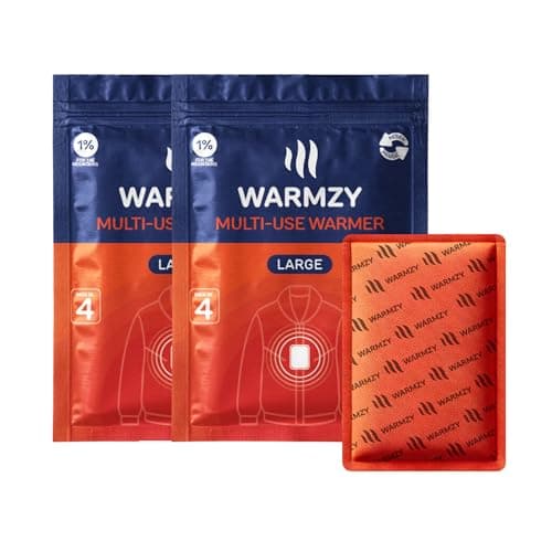 Warmzy Reusable Body Warmer (8 Pcs Large) | Warmth for 9+ Hours |, Self-Activated Pocket Heater Body Warmers - Heat Pouch | Long-Lasting Self Heating Trekking Accessories for Men
