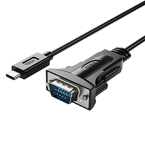 Tera Grand USB C to RS232 Serial DB9 Adapter Cable with Thumbscrews and FTDI chipset Supports Windows 11 10 8 7 Vista XP 2000 98 Linux and Mac 6 Ft