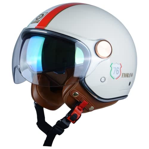 BEON Open Face Motorcycle Helmet for Adults DOT Approved34 Retro Vespa Helmet Dual Visors Mens and Womens Motorbike Casco for Moped Cruiser Bobber and Chopper