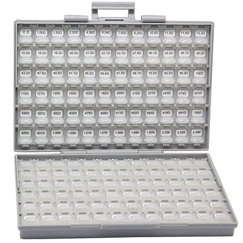 AideTek 0402 Size Surface Mount Resistor 144 Values, 100pc/value 1% Sample Resistor Kit Distributed in Box-All Enclosure E96 Serial 0ohm to 1mohm Designer Kit